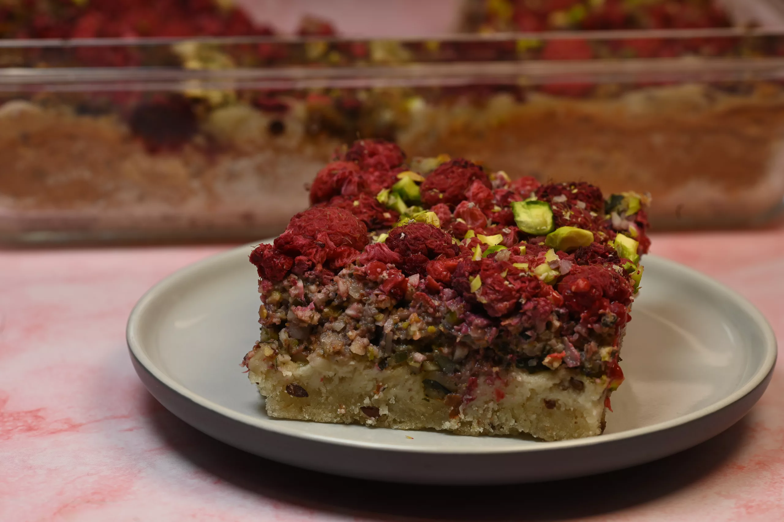 Himbeer Pistazien Kuchen